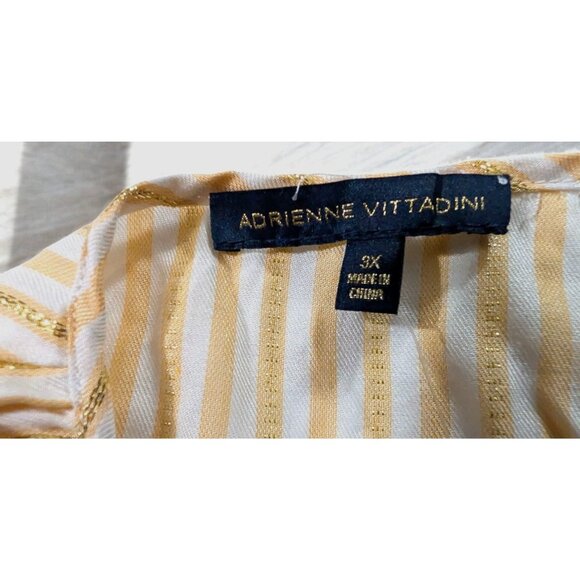 Adrienne Vittadini Shirt Plus Size XXX 3X Short Sleeve Metallic Gold Striped Top - Picture 3 of 10